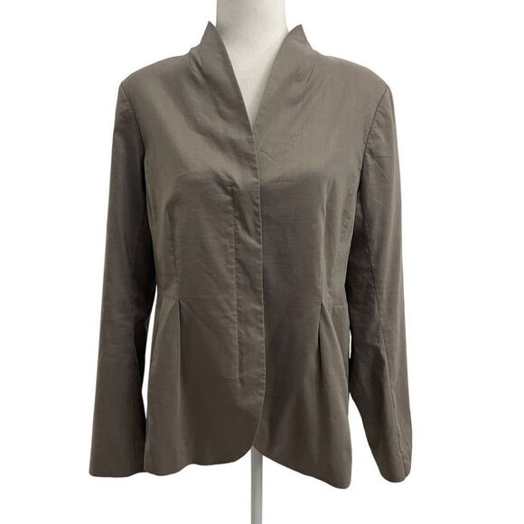 Eileen Fisher Gray Ramie Blend Medium Light-weight Zip Long Sleeve Jacket blazer - Picture 1 of 16